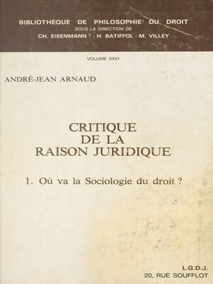 cover image of Critique de la raison juridique (1)